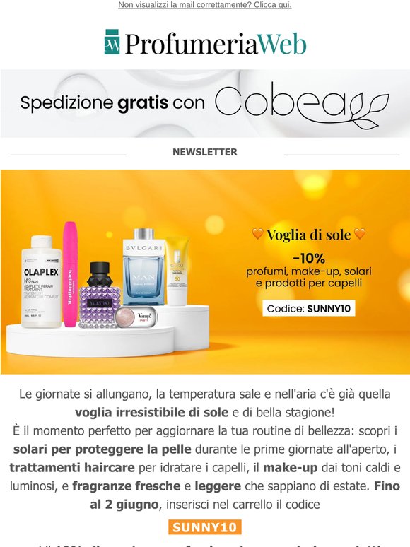 ☀️ Ancora per poco: -10% su profumi, make-up, solari e capelli