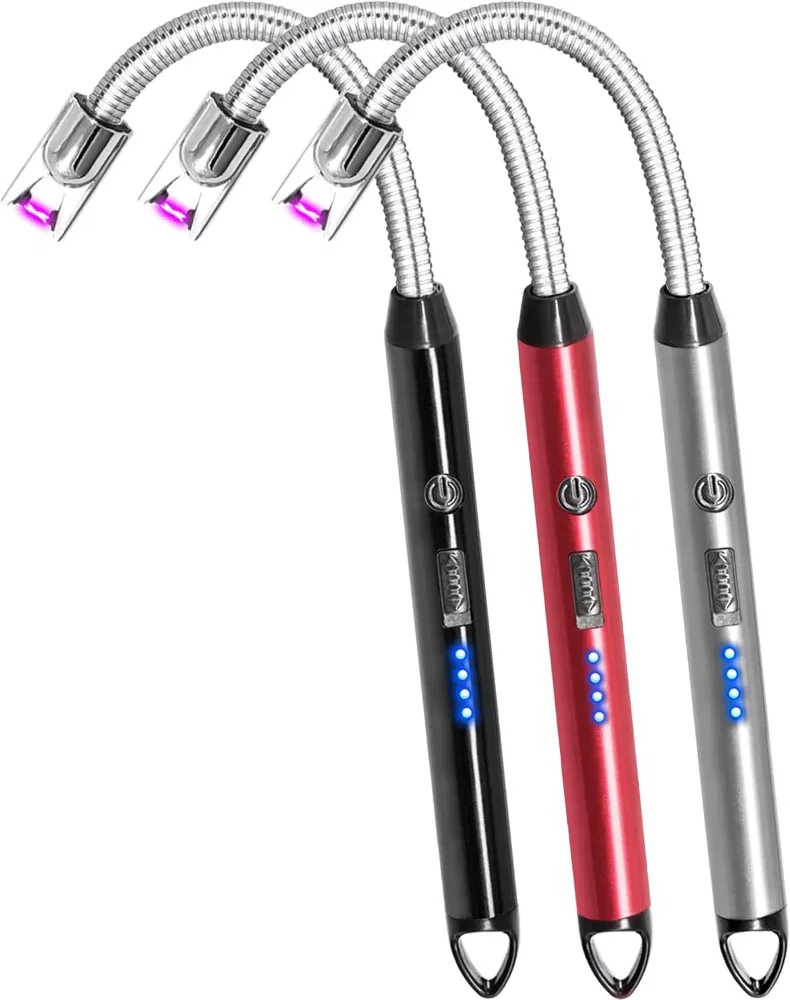 3-Pack Electric Arc Lighters – Rechargeable Windproof Plasma Lighters with Flexible Neck
