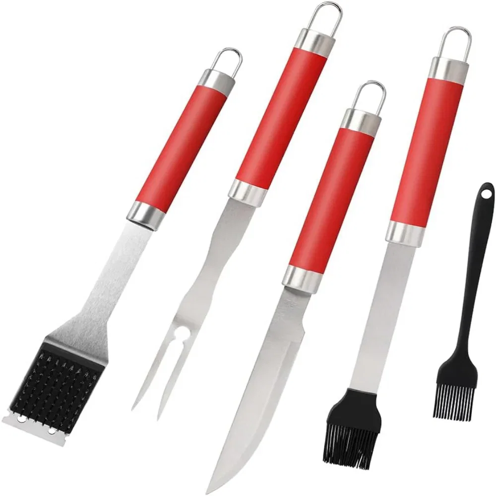 5-Piece Grill Tool Set – Stainless Steel BBQ Accessories Kit for Outdoor Cooking