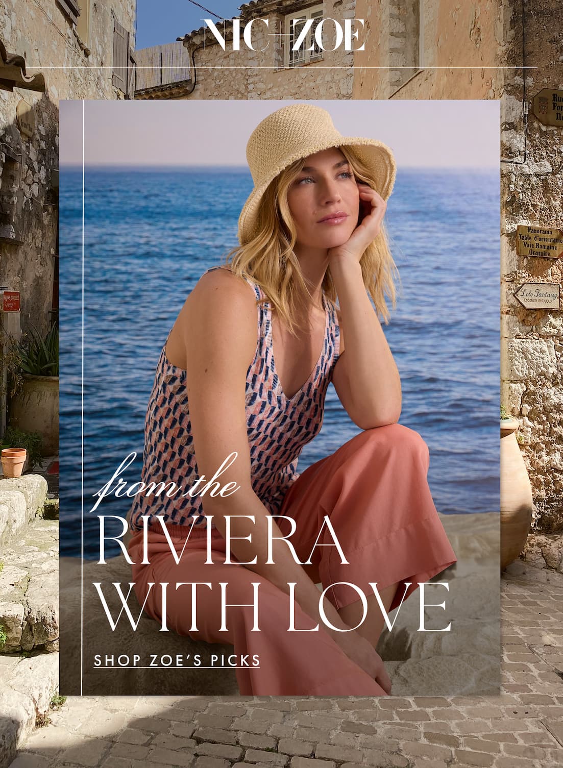 From the Riviera with love. Shop Zoe's picks. The lady wearing the Sideways Sweater Tank.