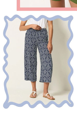 M&Co Navy Blue Abstract Print Wide Leg Culottes