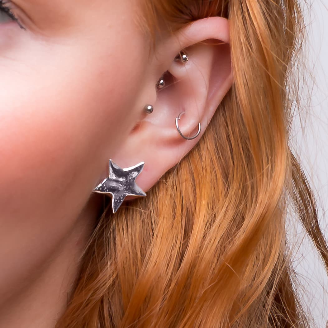 Textured Star Stud Earrings