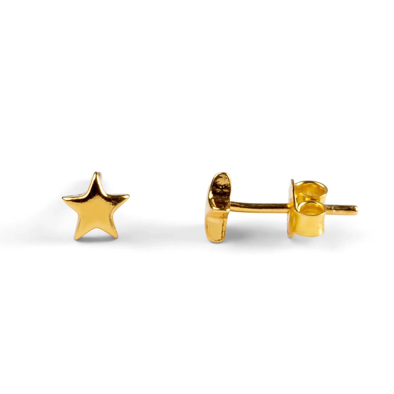 Image of Star Stud Earrings in Silver with 24ct Gold