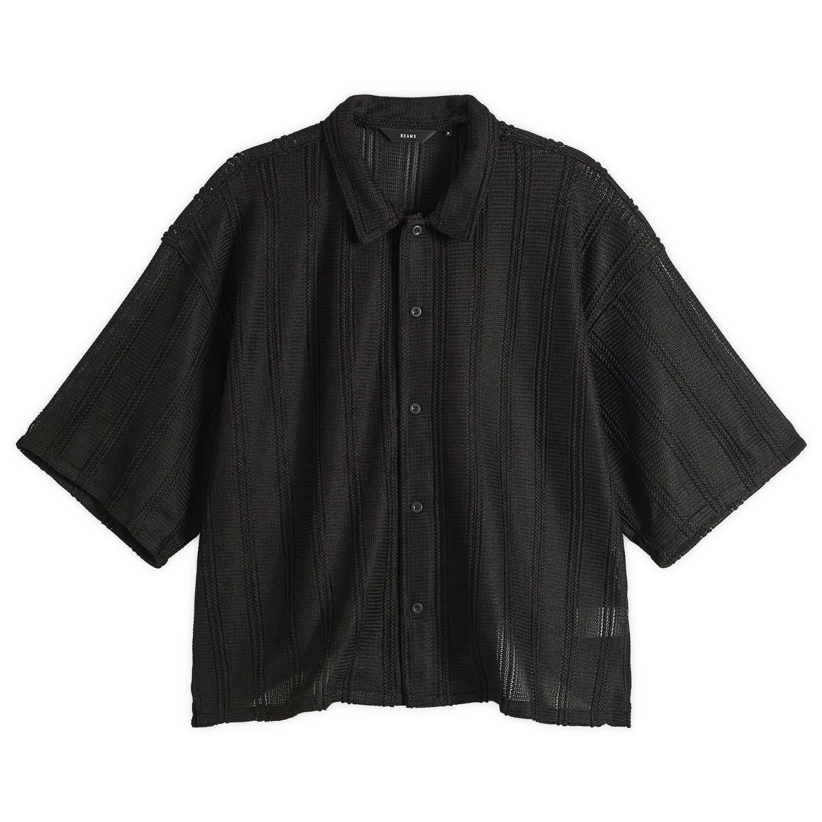 BEAMS Mesh Open Collar Shirt