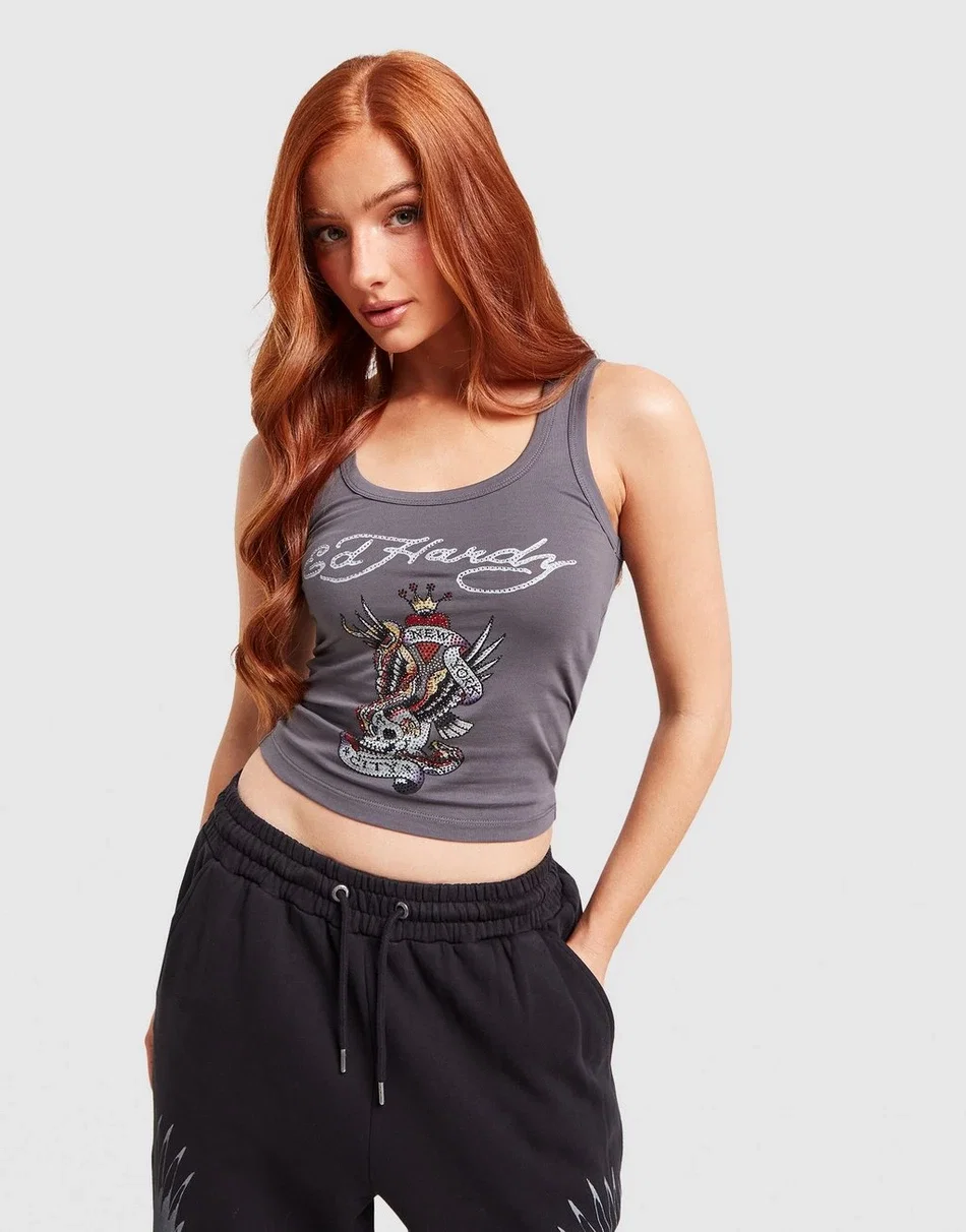 Ed Hardy Débardeur Skull Diamante