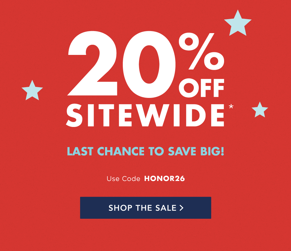 Memorial Day Sale: 20% OFF SITEWIDE with code HONOR26. Valid through 5/30/26. SHOP THE SALE >