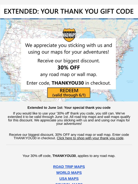 Extended to June 1st: Your special thank you code