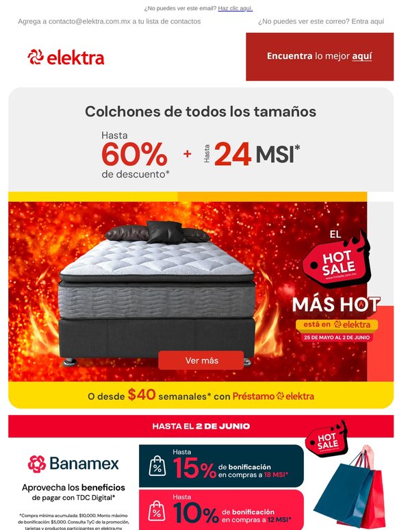 🛌 Colchones con hasta -60% + hasta 24 MSI 🔥 HOT SALE