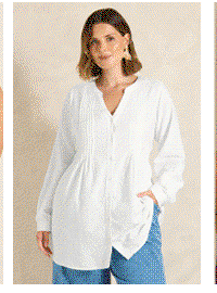 EVANS Curve White Linen Pintuck Shirt