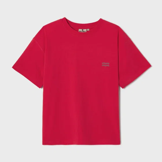 T-shirt femme en 100% coton bio - Rouge, imprimé soleil