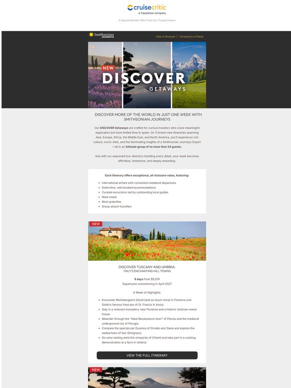 Got a week? Explore an Incredible Part of the World on a Smithsonian Journeys DISCOVER Getaway