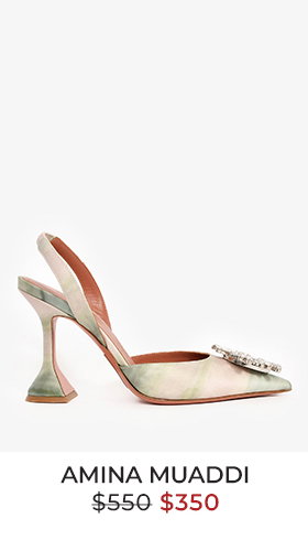 Amina Muaddi 2023 Green/Pink Satin Crystal Embellished Begum Sling Heels Size 35.5