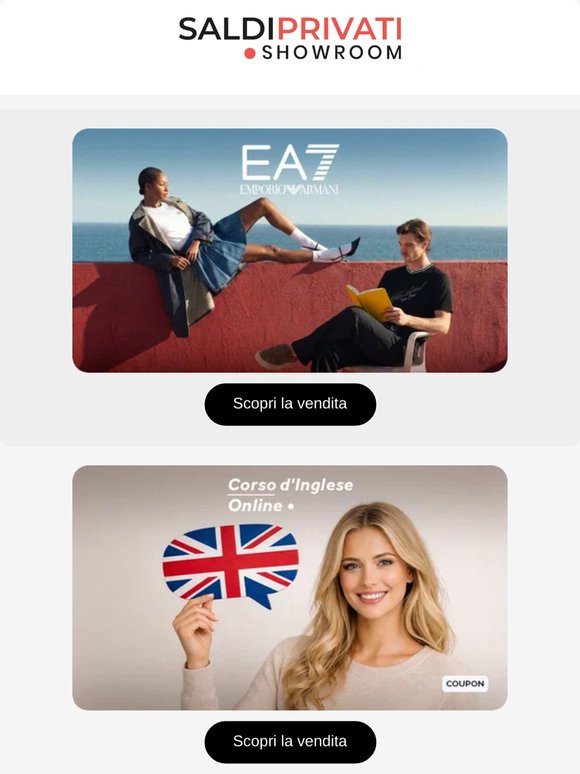 Ciao —: EMPORIO ARMANI, NA-KD, CLARKS e 14 nuove vendite oggi online