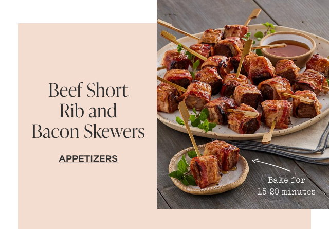 Beef Short Rib and Bacon Skewers - APPETIZERS 