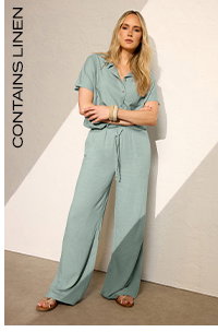 LTS Tall Light Blue Wide Leg Linen Trousers