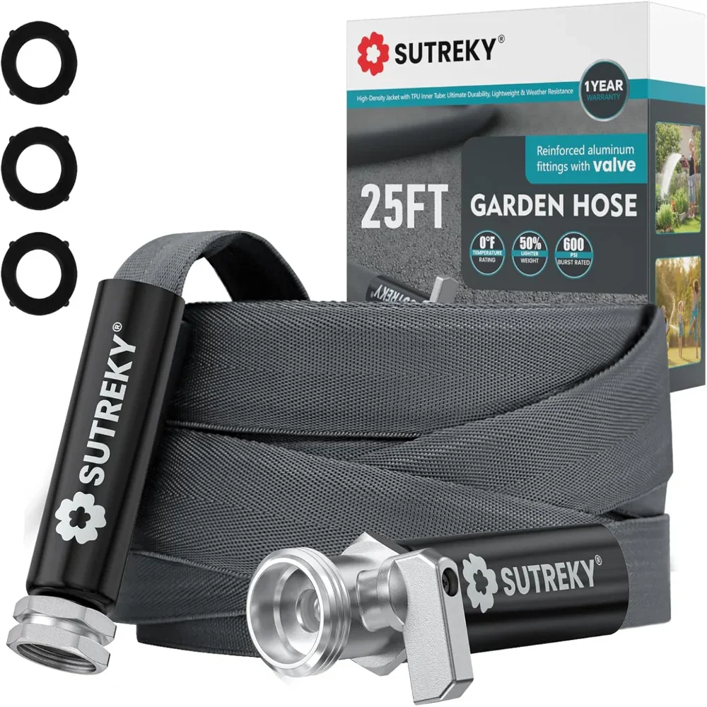 Garden Hose Lightweight - Flexible All Weather Water Hose with Valve and Leak Free
