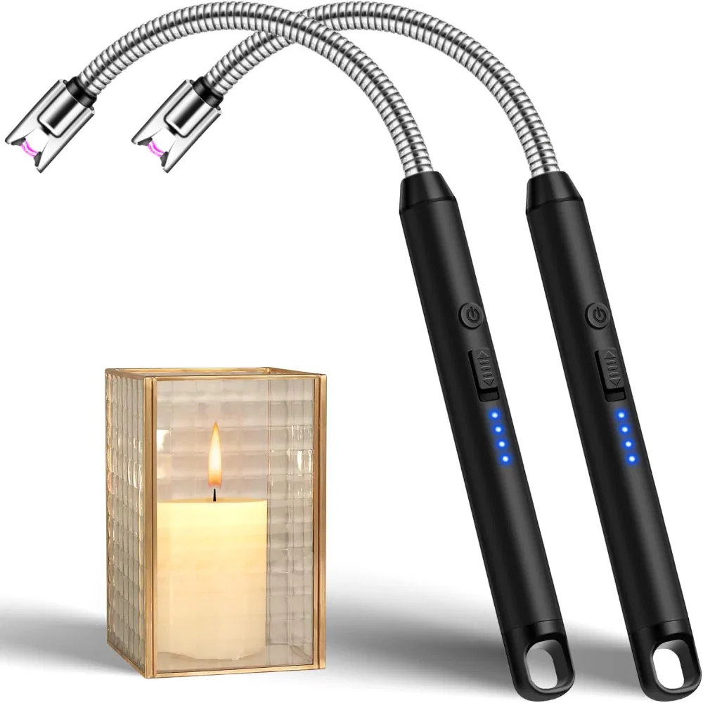2 Pack Electric Rechargeable Lighter - Windproof Flexible Neck