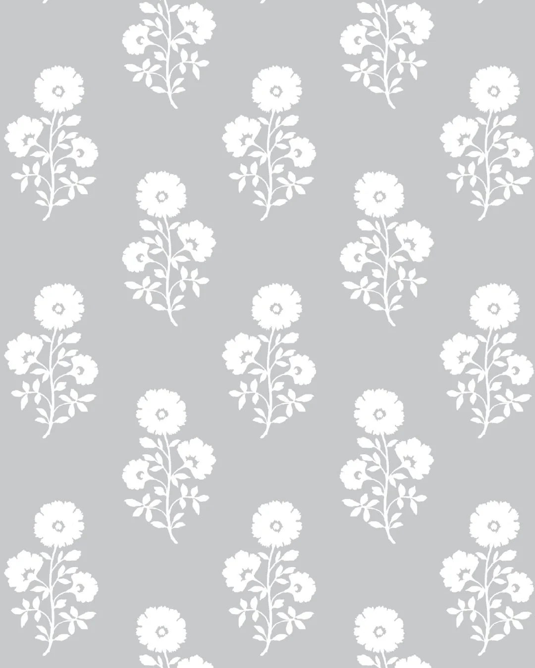 Image of Julia Floral Fabric in Stone Grey