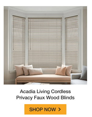 Acadia Living Cordless Privacy Faux Wood Blinds | SHOP NOW >