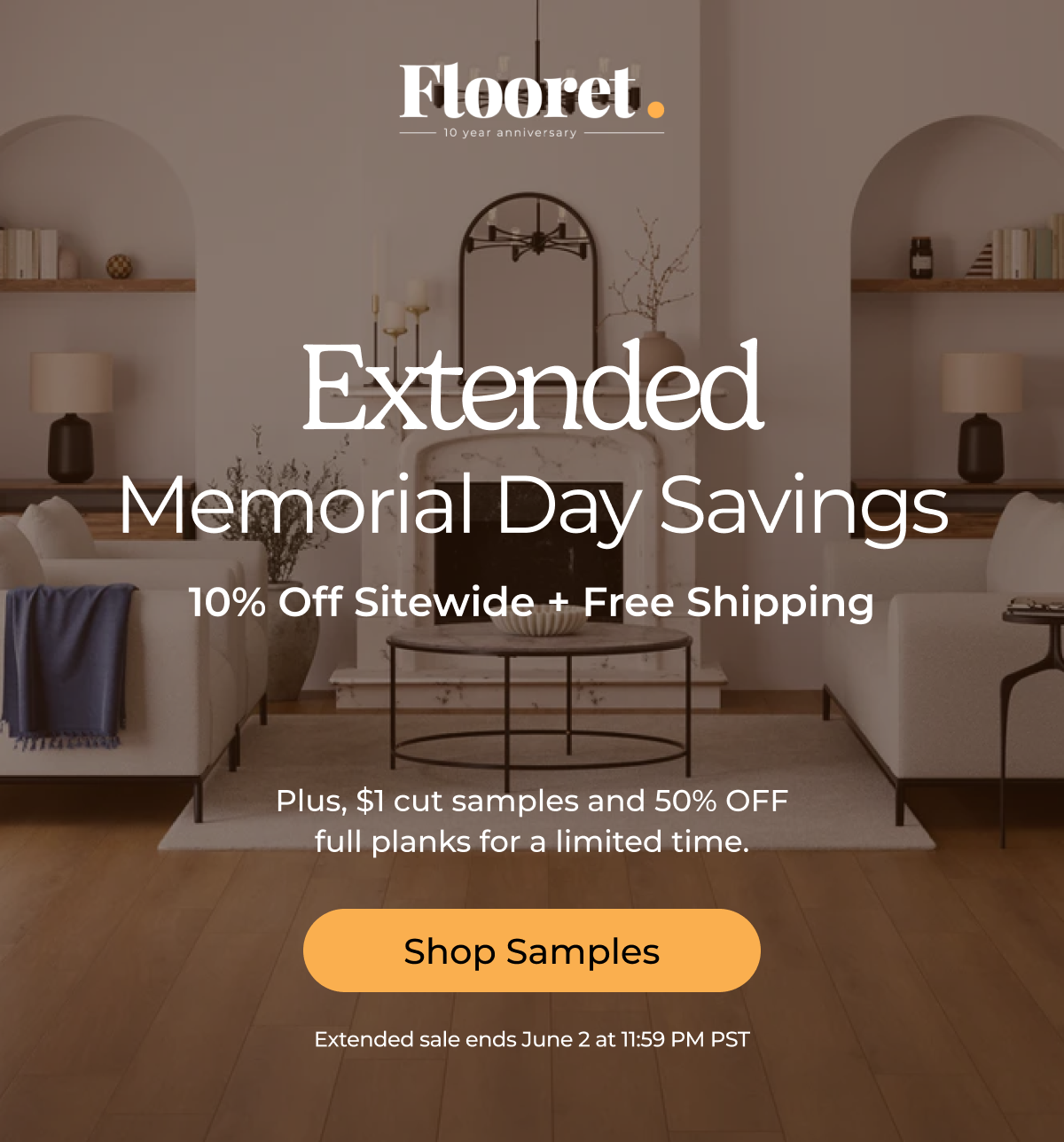 Extended memorial day savings: 10% off sitewide + free shipping 