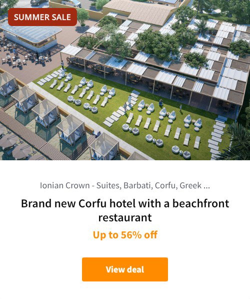 Brand new Corfu hotel with a beachfront restaurant
