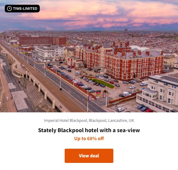 Stately Blackpool hotel with a sea-view