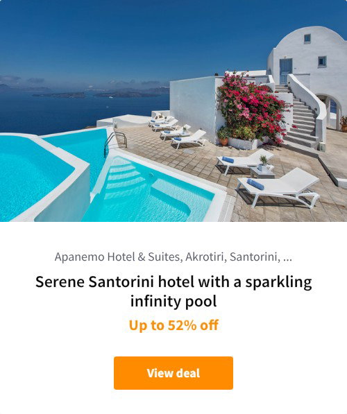 Serene Santorini hotel with a sparkling infinity pool