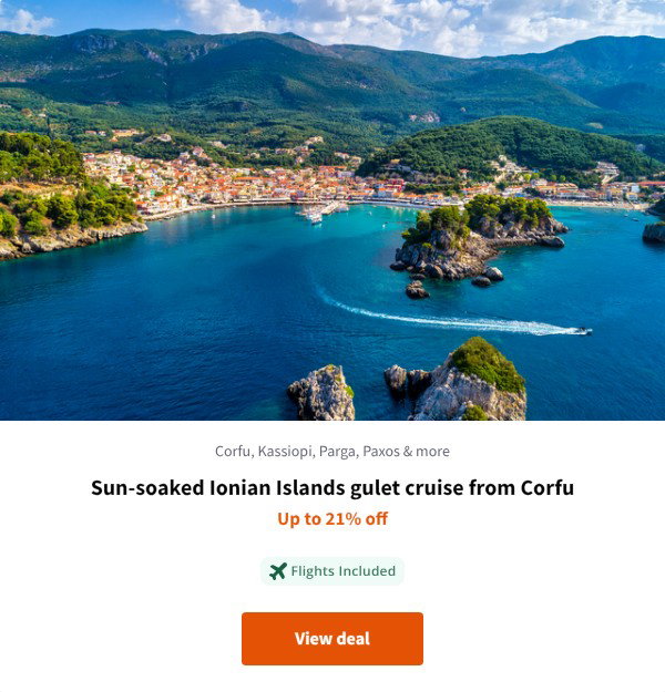 Sun-soaked Ionian Islands gulet cruise from Corfu