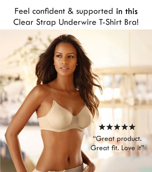 Feel confident and supported with Clear Strap Underwire T-Shirt Bra!