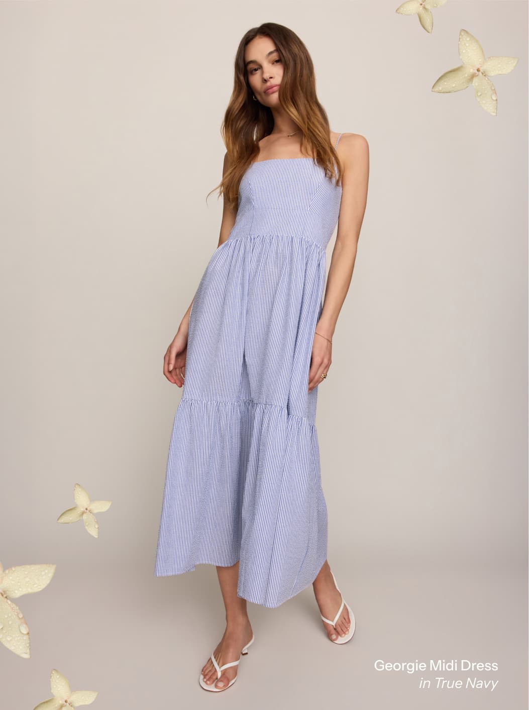 Shop Georgie Midi Dress In True Navy