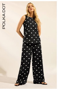 LTS Tall Black Polka Dot Wide Leg Trousers