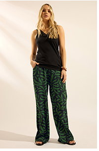 LTS Tall Black Palm Print Wide Leg Trousers