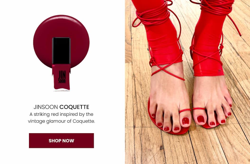 Deep runway red polish with red pedi