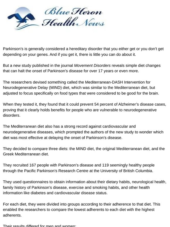 This Diet Halts Parkinson's Disease