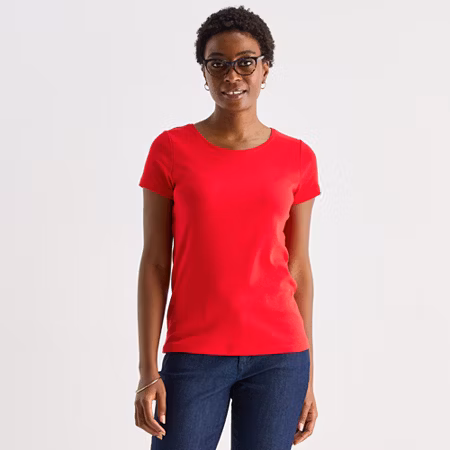 Image of St. Johns Bay Womens Crew Neck Short Sleeve T-Shirt