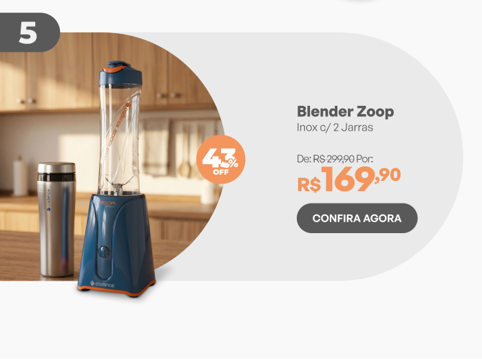 Blender Zoop Sport Inox Cadence com 2 Jarras