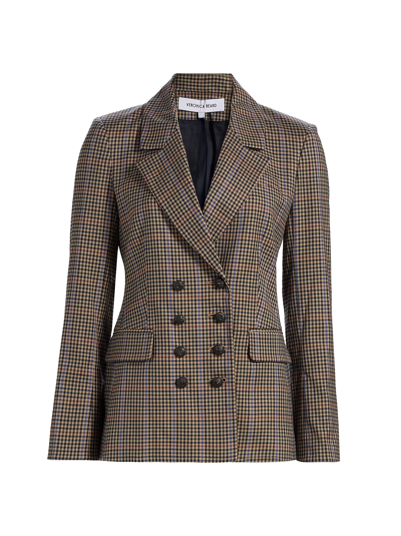 Veronica Beard Claude Check Double-Breasted Dickey Jacket