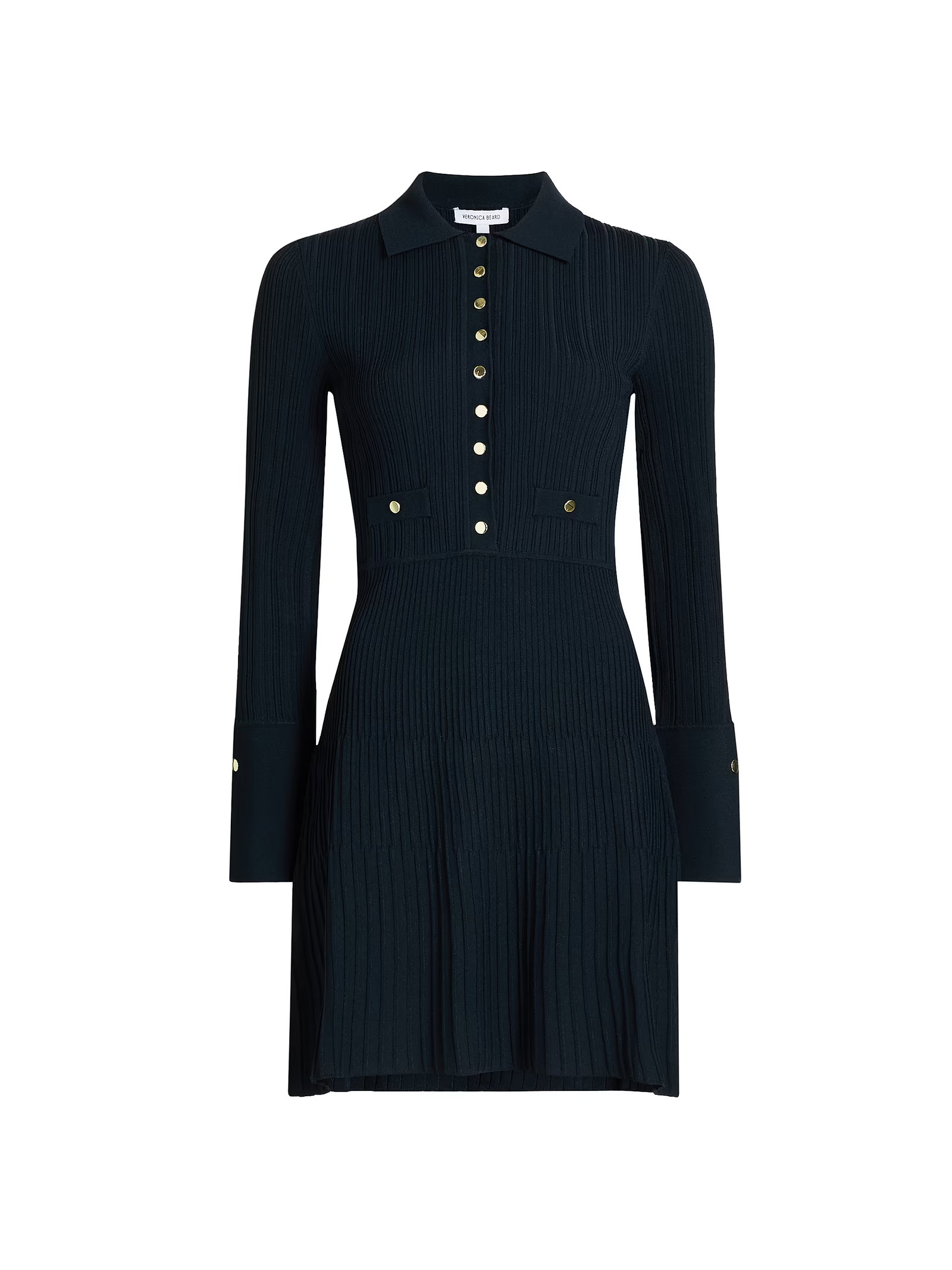 Veronica Beard Lauper Rib-Knit Mini Shirtdress