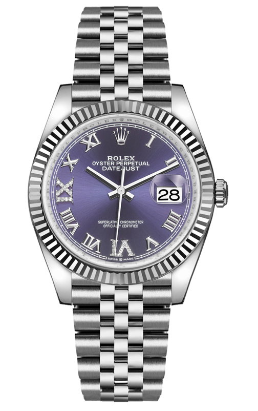 Datejust 36 Aubergine Dial Fluted Bezel Women's Watch 126234-0021