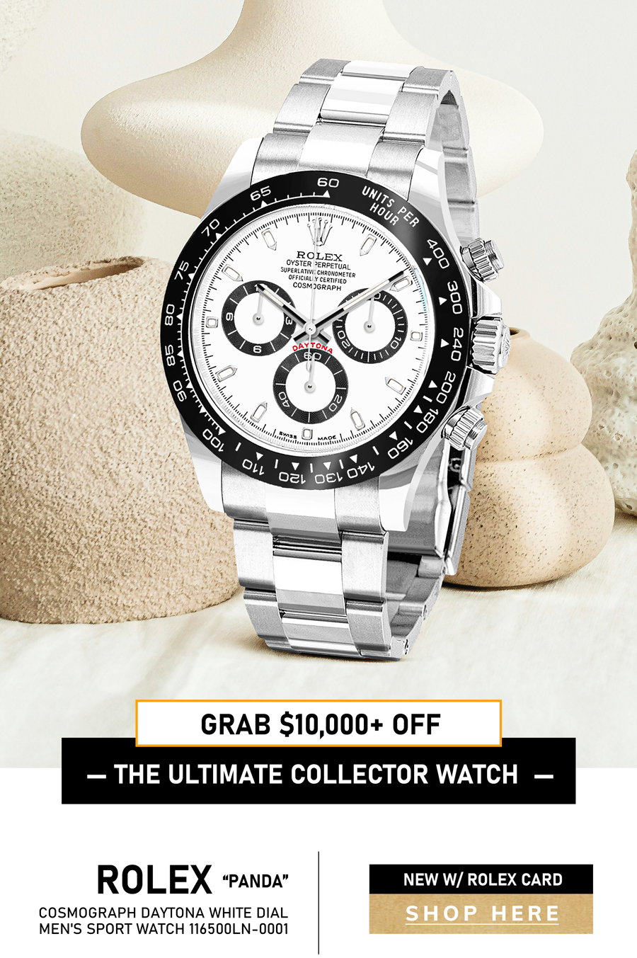 Cosmograph Daytona White Dial Men's Panda Watch 116500LN-0001