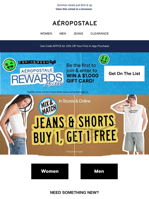 FREE Shorts! BOGO Free Denim At Aero Bestie