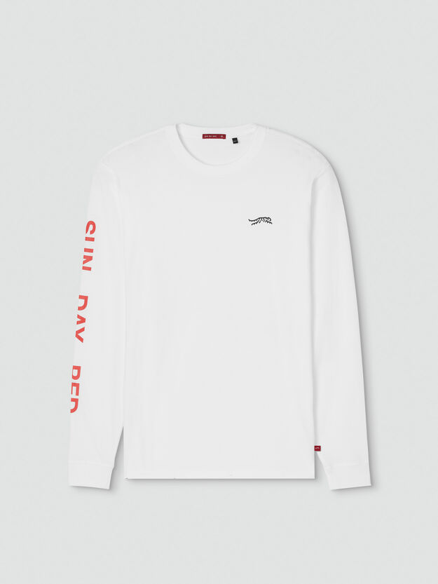 Long Sleeve SunDay T-Shirt - White Flamingo