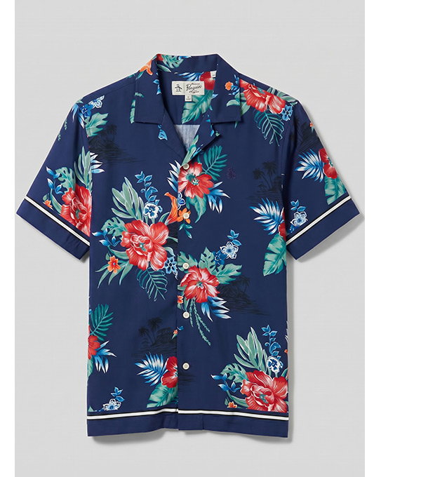 Shop the Hawaiian Print Button-Up Camp Shirt