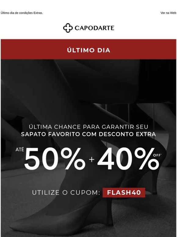 Último dia: Até 50% Off + 40% Extra