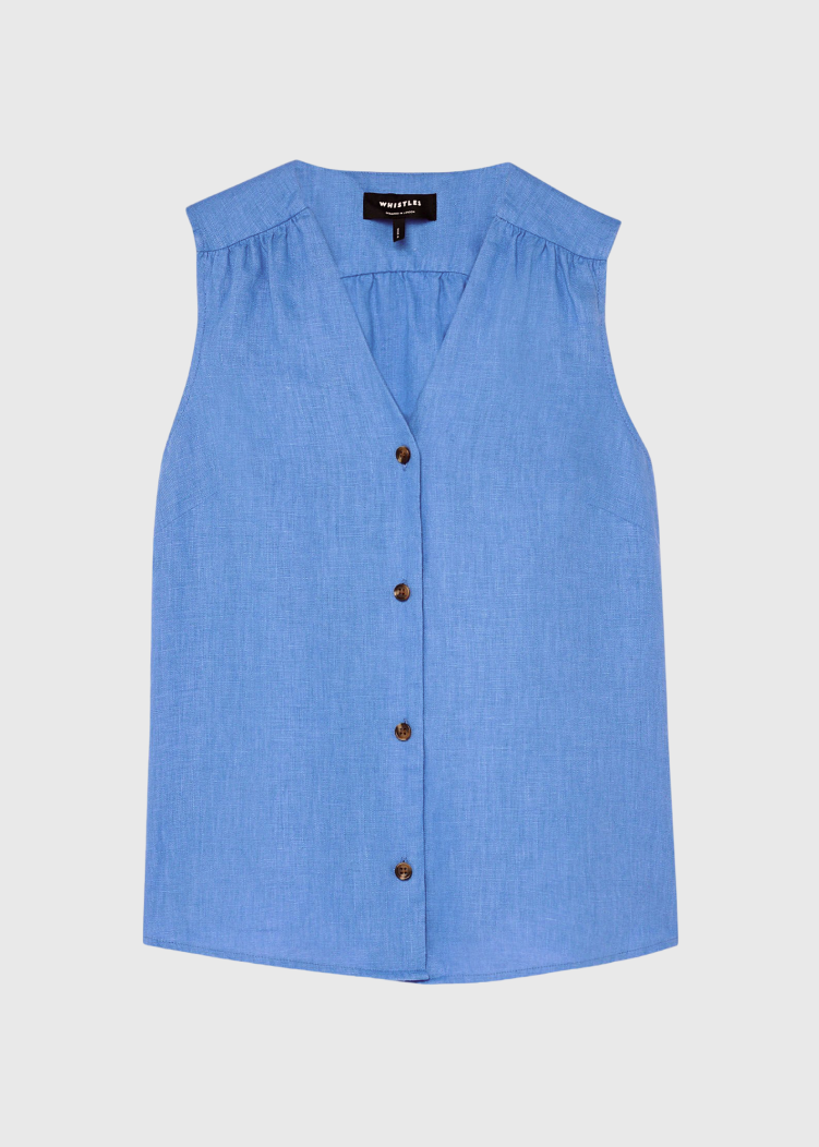 Blue Laura Linen Tank