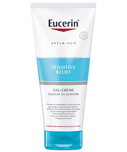 Eucerin After-Sun Sensitive Relief gel-cream tube for face and body, soothing moisturiser for sun-exposed sensitive skin