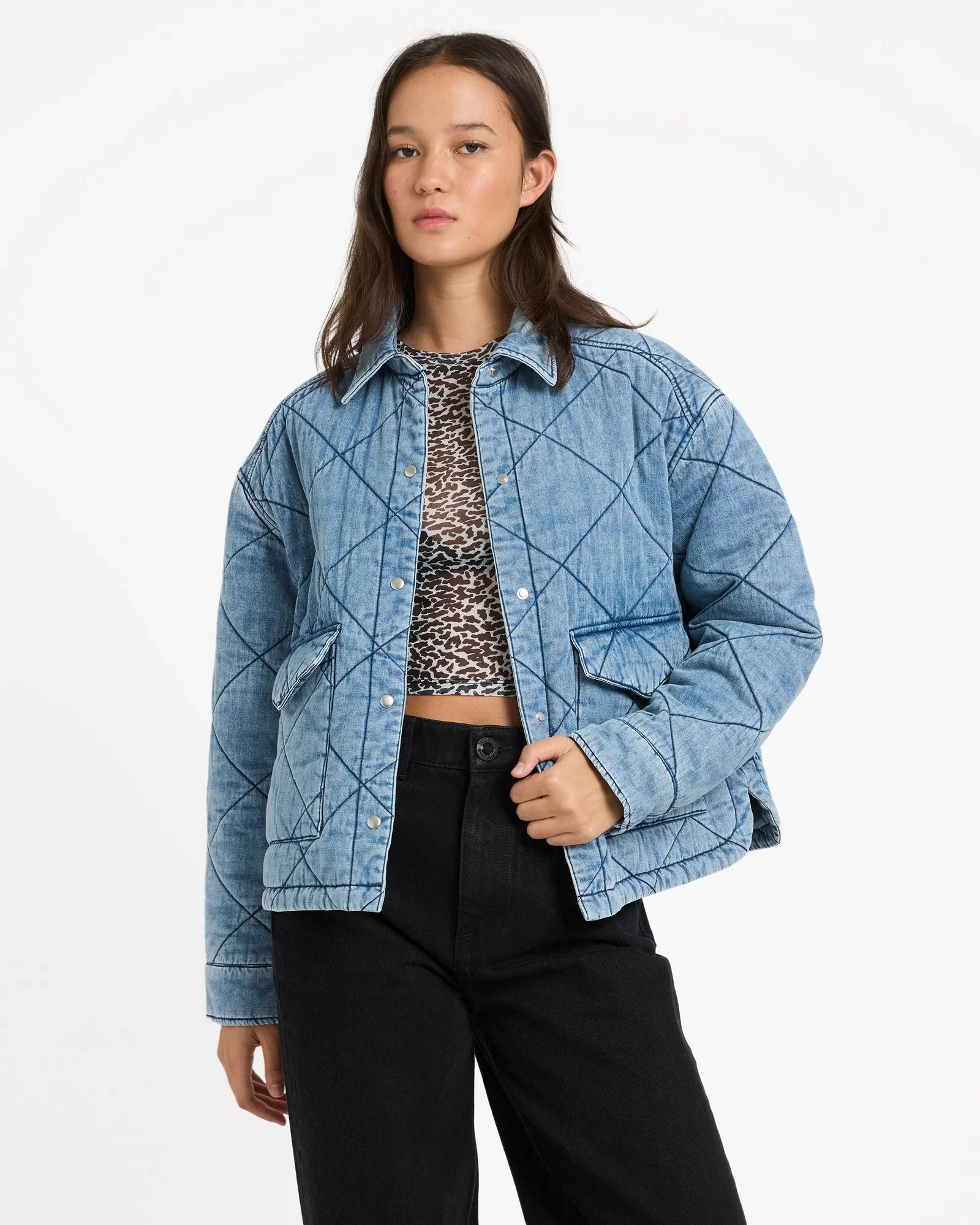 Womens Qc Ramps Quilted Jacket - WORN LIGHT BLUE / 8