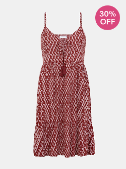 Flower Print Mini Dress Red