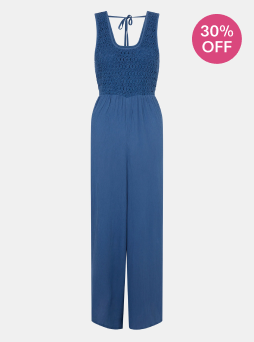 Sleeveless Crochet Jumpsuit Blue