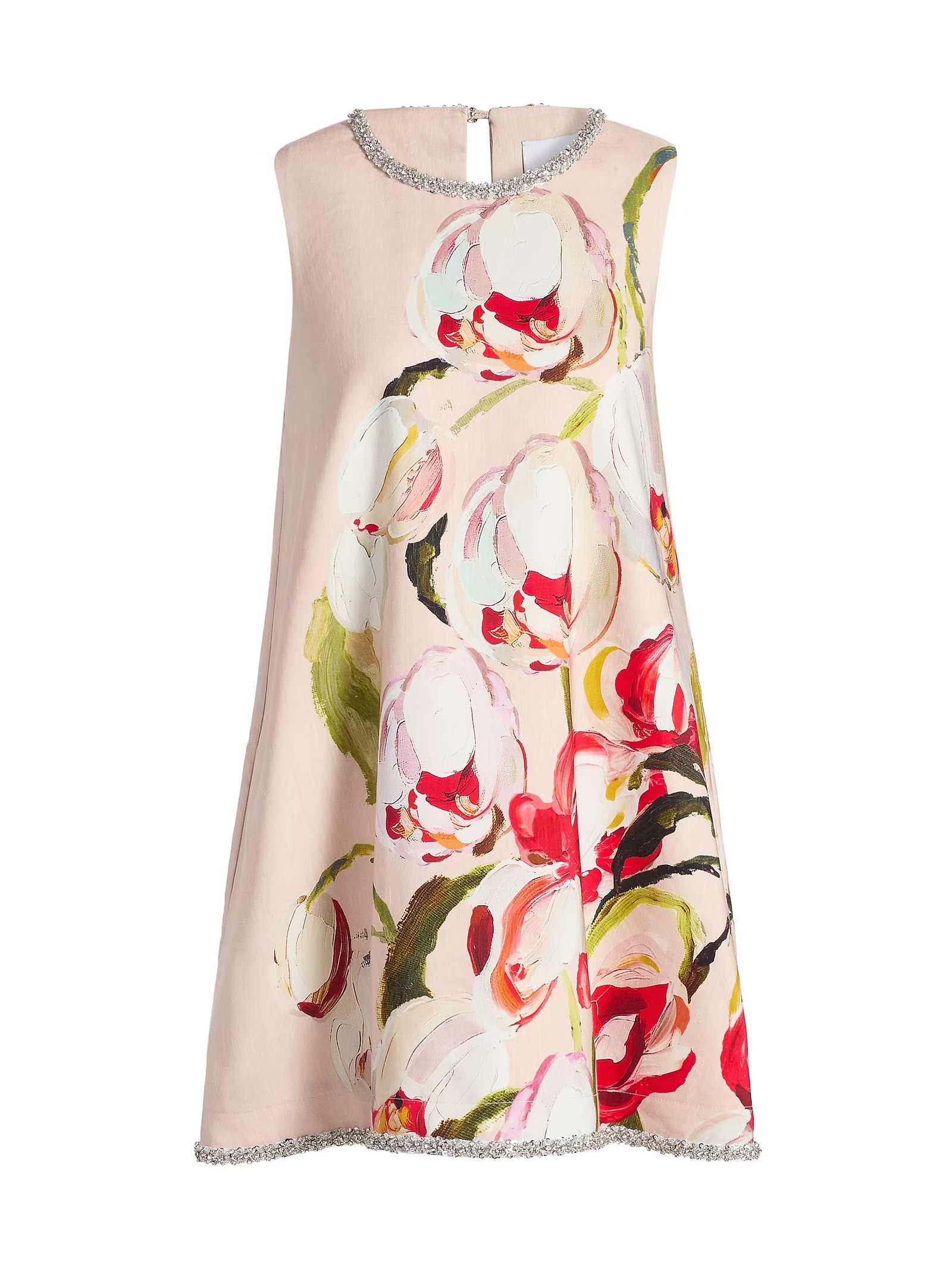 Acler Anglesey Floral Embellished-Trim Linen-Blend Minidress